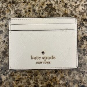 Kate Spade New York White Saffiano Leather Card Holder Wallet